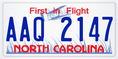 NC license plate AAQ2147
