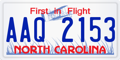 NC license plate AAQ2153
