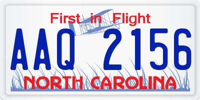 NC license plate AAQ2156