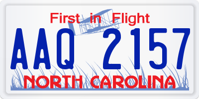 NC license plate AAQ2157