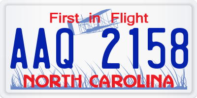 NC license plate AAQ2158