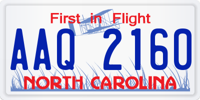 NC license plate AAQ2160