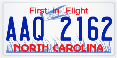 NC license plate AAQ2162