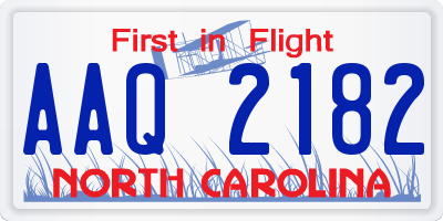 NC license plate AAQ2182