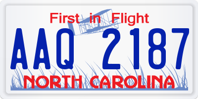 NC license plate AAQ2187