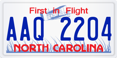 NC license plate AAQ2204