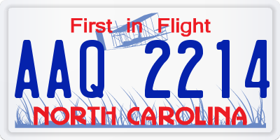 NC license plate AAQ2214