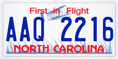 NC license plate AAQ2216