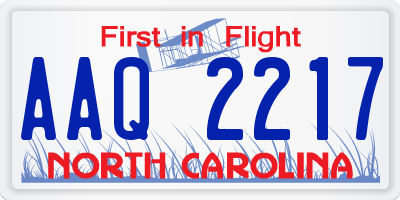 NC license plate AAQ2217