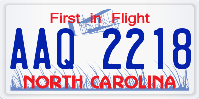 NC license plate AAQ2218