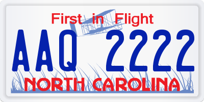 NC license plate AAQ2222