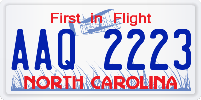 NC license plate AAQ2223