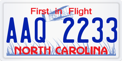 NC license plate AAQ2233