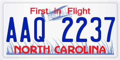 NC license plate AAQ2237