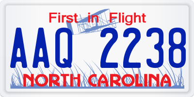 NC license plate AAQ2238