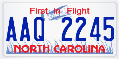 NC license plate AAQ2245