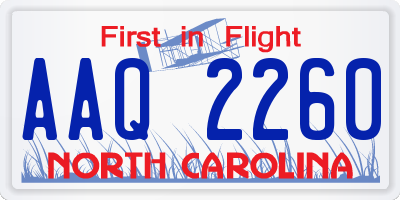 NC license plate AAQ2260