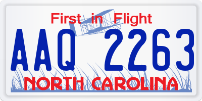 NC license plate AAQ2263