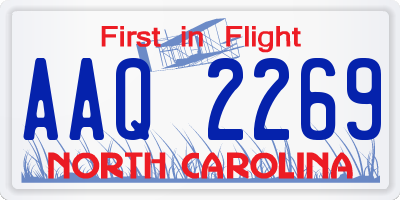 NC license plate AAQ2269