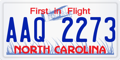 NC license plate AAQ2273