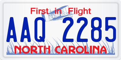 NC license plate AAQ2285