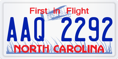 NC license plate AAQ2292