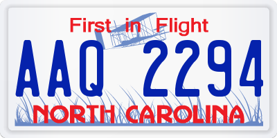 NC license plate AAQ2294