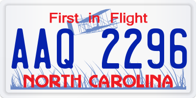 NC license plate AAQ2296