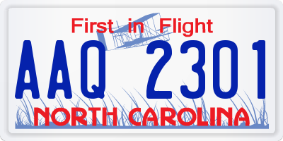 NC license plate AAQ2301