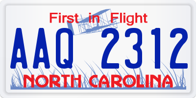 NC license plate AAQ2312