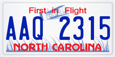 NC license plate AAQ2315