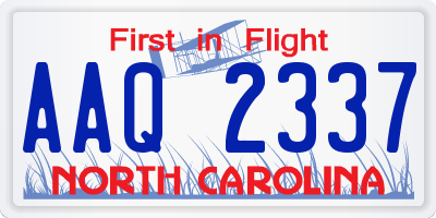 NC license plate AAQ2337