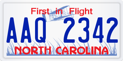 NC license plate AAQ2342