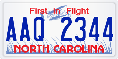 NC license plate AAQ2344