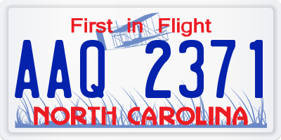 NC license plate AAQ2371