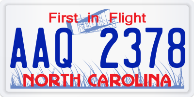 NC license plate AAQ2378