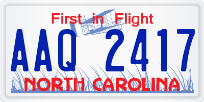 NC license plate AAQ2417