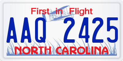 NC license plate AAQ2425