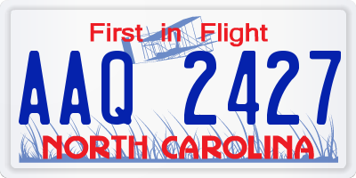 NC license plate AAQ2427