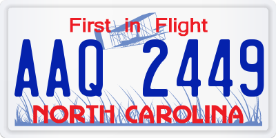 NC license plate AAQ2449