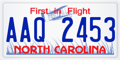 NC license plate AAQ2453