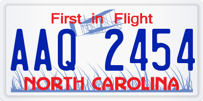 NC license plate AAQ2454
