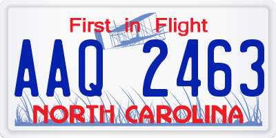 NC license plate AAQ2463