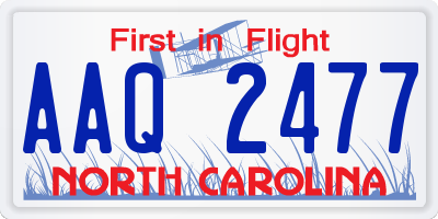 NC license plate AAQ2477