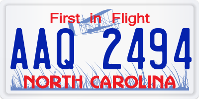 NC license plate AAQ2494