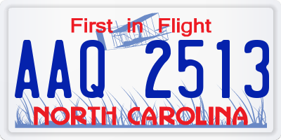 NC license plate AAQ2513