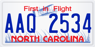 NC license plate AAQ2534