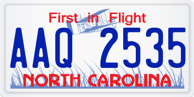 NC license plate AAQ2535