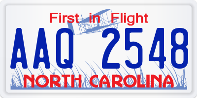 NC license plate AAQ2548