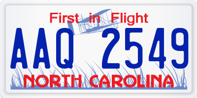 NC license plate AAQ2549